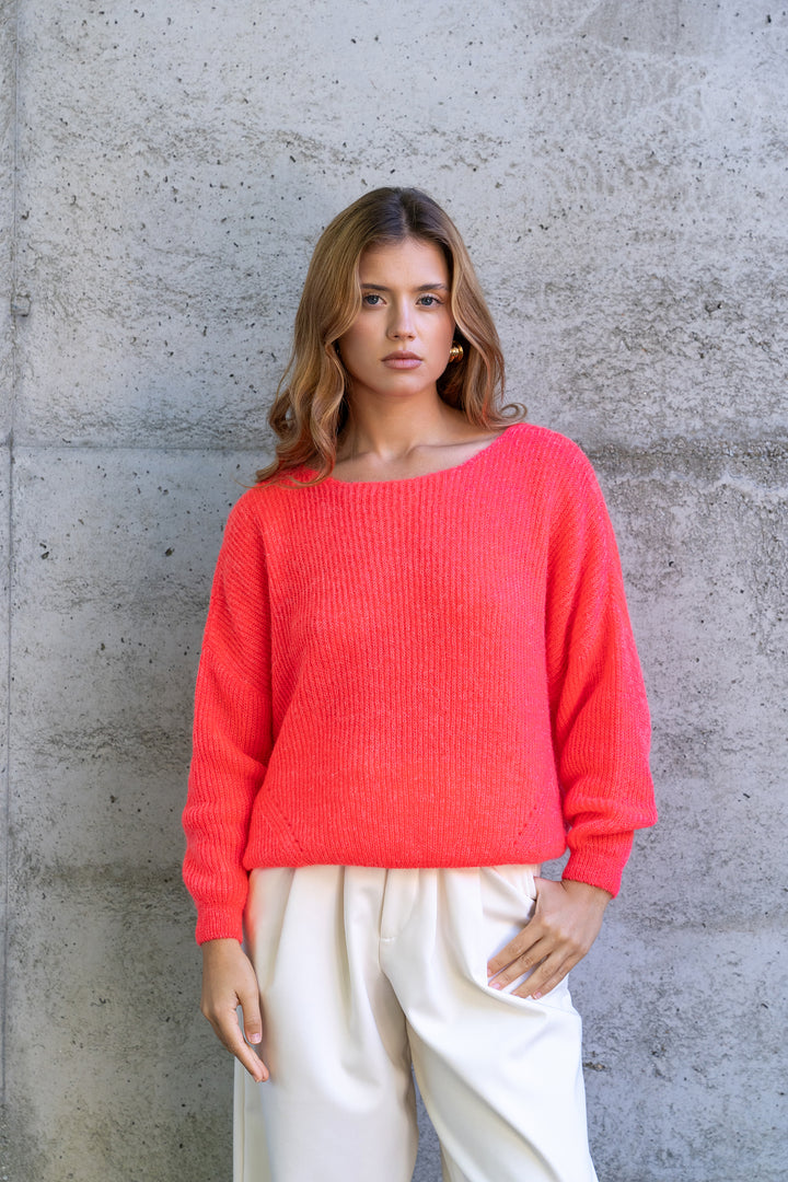 Juliette Neon Coral Pullover