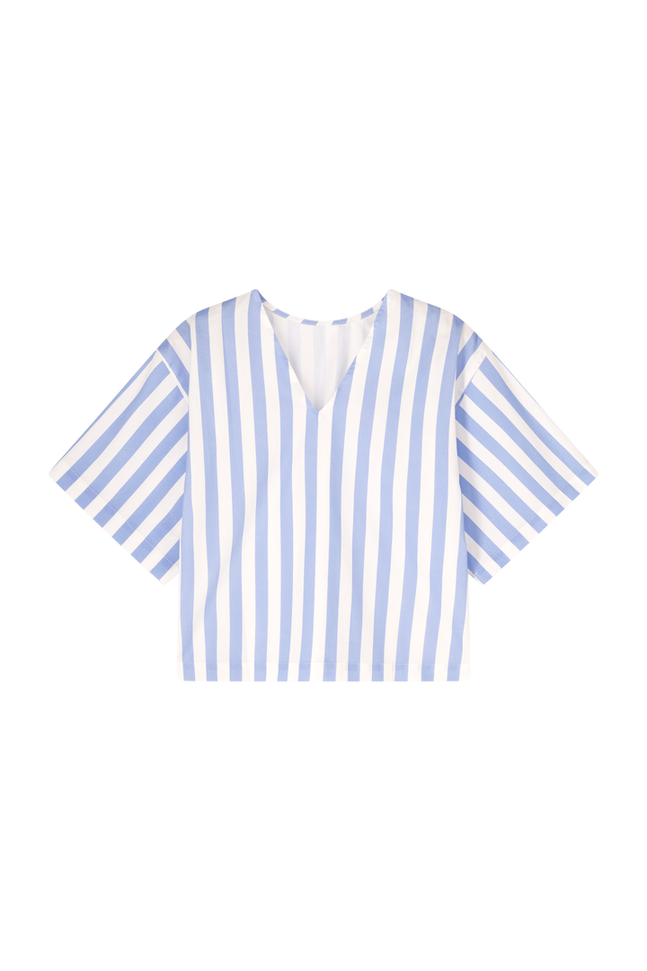 Relax chic top Emilie with V blue stripe