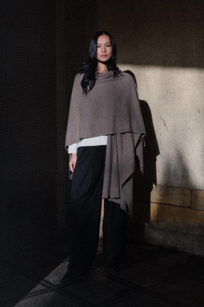 Chloe Cape in cashmere mix taupe